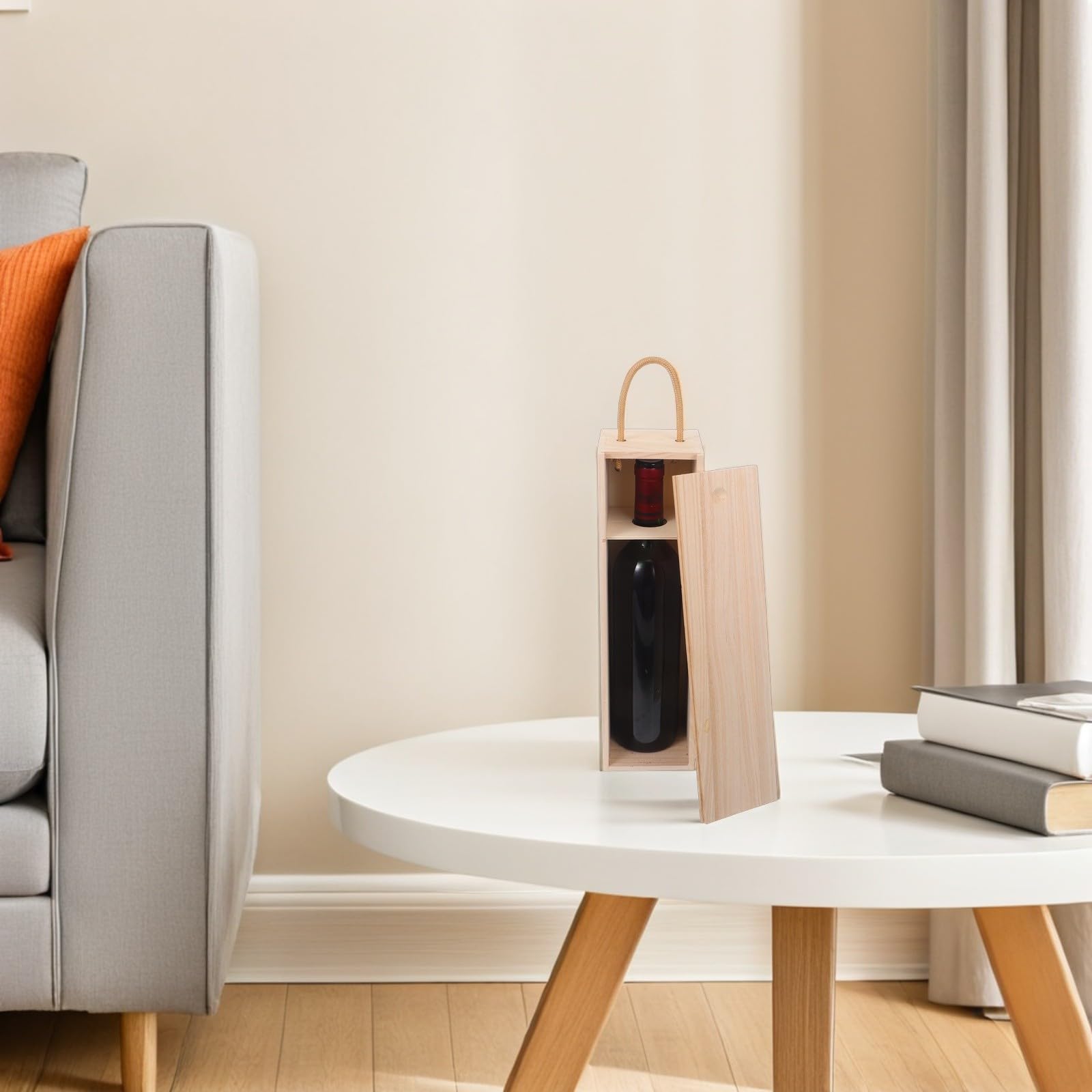 Drewniane pudełko na wino w stylu vintage z uchwytem – stylowe etui prezentowe dla miłośników wina, idealne na rocznice, święta i wystrój domu, praktyczny uchwyt na butelkę i rozwiązanie do