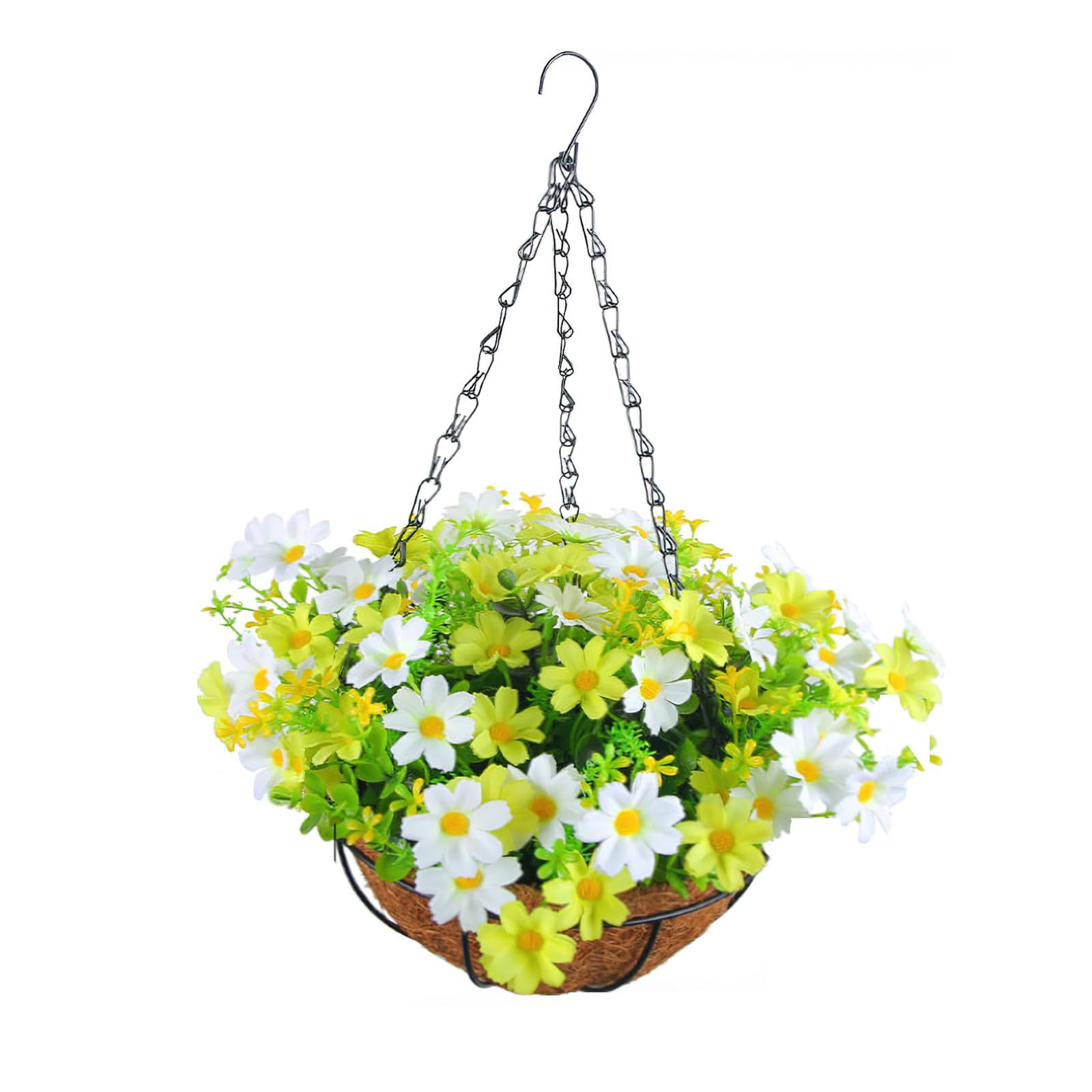 Kouamor I 10 Styles Artificial Solar Hanging Basket With Flowers, Hanging Flowerss, Plants For Hanging Baskets, Artificial Hanging Flower N Basket, Diy Artificials Flowers For Yard Garden Patio Home Porch (I)