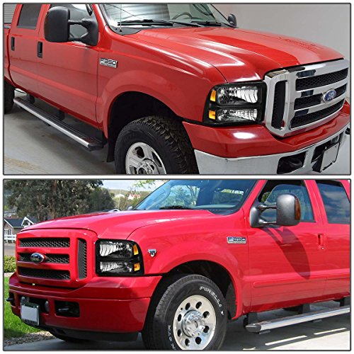 Dna Motoring Hl-Oh-Fsuper05-Bk-Am Black Amber Headlights Replacement Compatible With 05-07 F-250 / F-350 / F-450 / F-550 Super Duty #TOP3