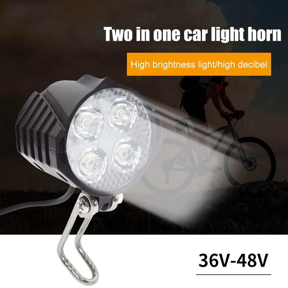Starnearby Set di Luci Bicicletta 24V-48V Faro e Clacson per Bici Elettrica Fanale Posteriore per Bici Elettrica con Indicatori di Direzione e Luce Freno, Luce Anteriore e Posteriore per E-Bike