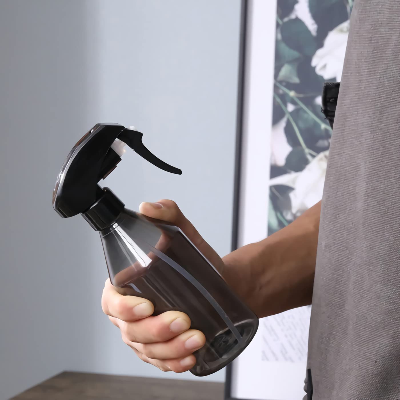 12 Stück, 300ml Grau Plastik Kunststoff Sprühflasche Mit Schwarz Sprüher Nachfüllbar Sprühflaschen Leer für Blumen, Haare, Reisen, Reinigung, Gartenarbeit Kosmetik