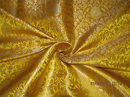 Tissu brocart de soie jaune pour confectionner votre robe de soirée de mariage orientale