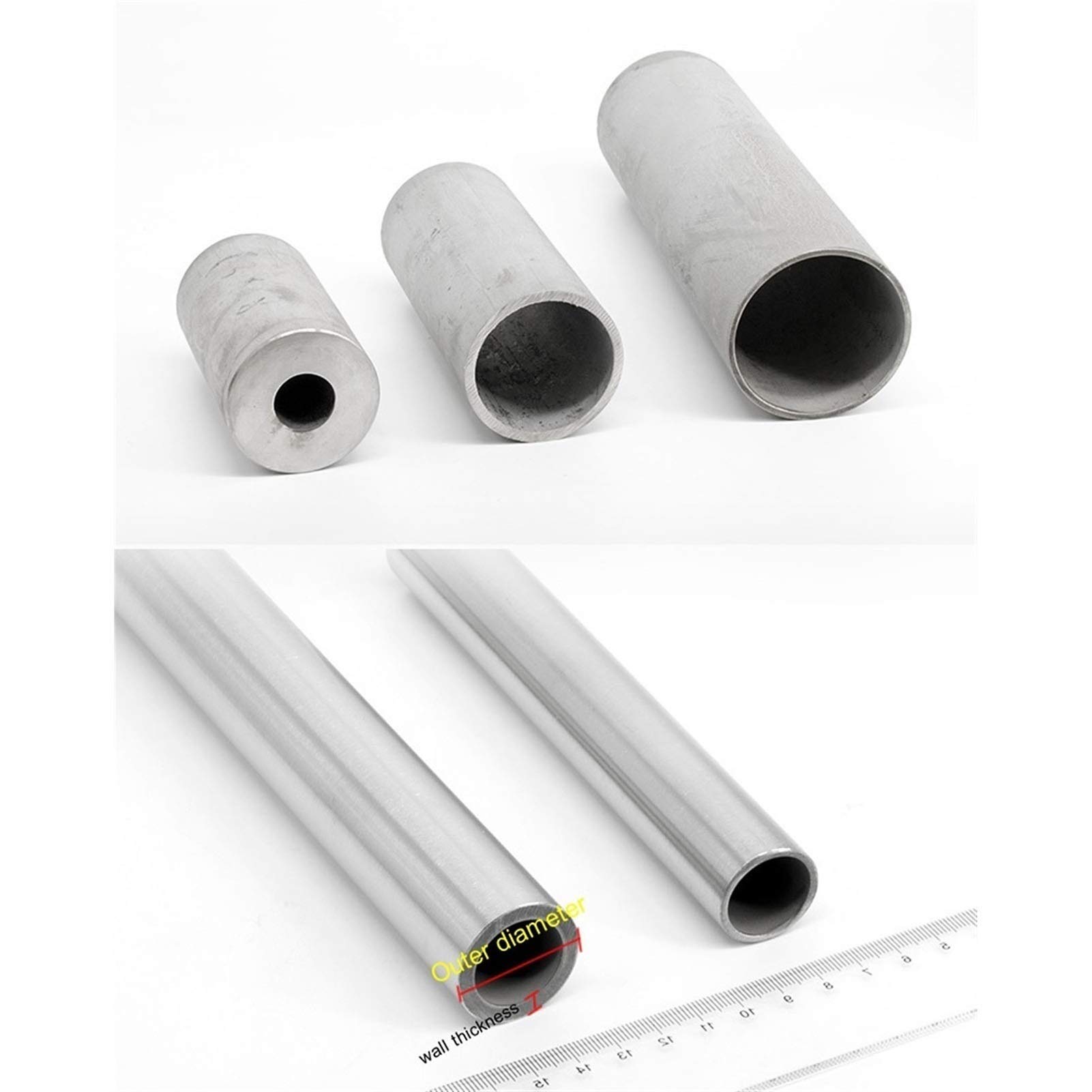 Tubo recto de metal sin costura 304, longitud de 500 mm(12x2mm)