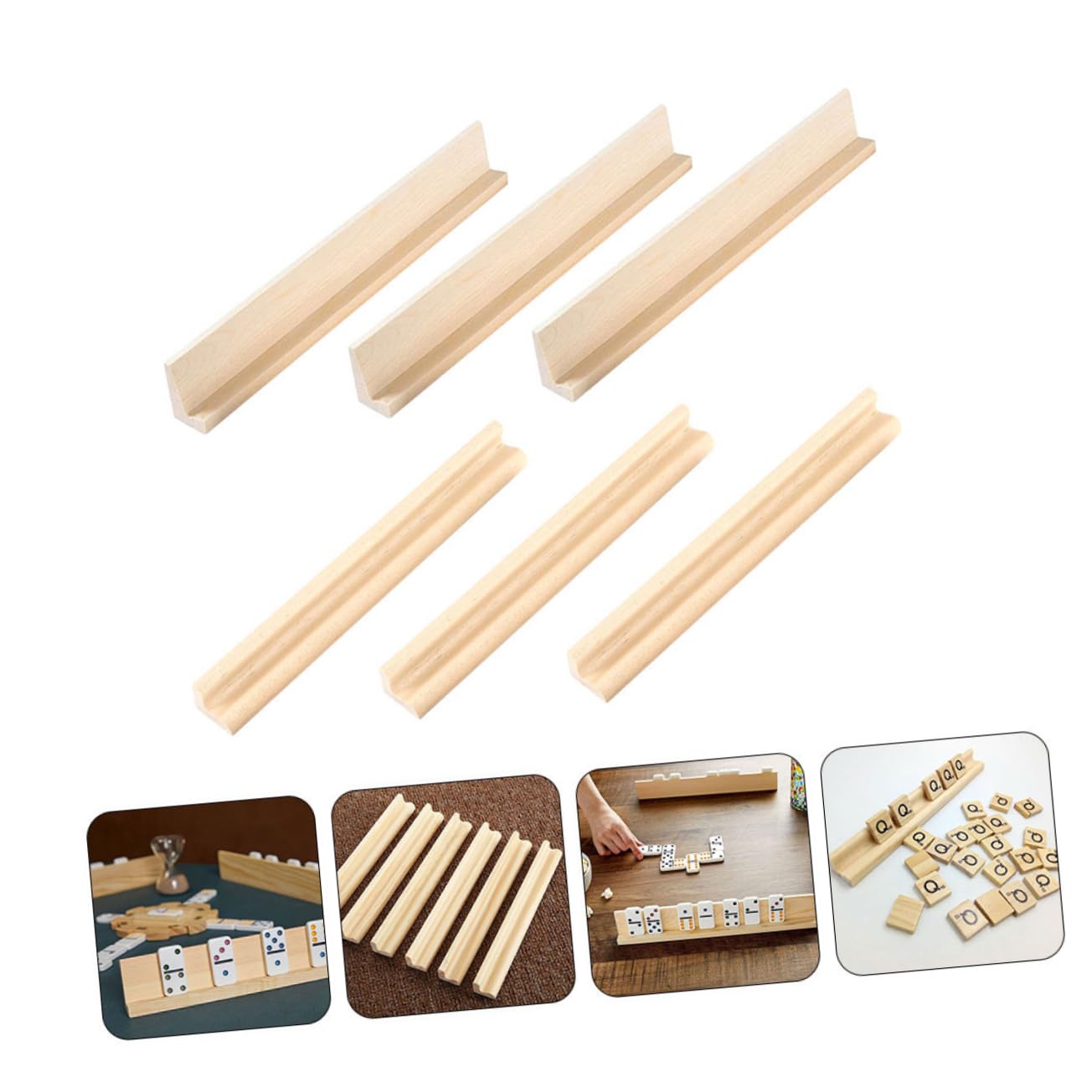 UPKOCH Bandejas de Madera para Dominó 6 Piezas Soporte para Tarjetero Combinación Libre para Desarrollo Manual en Hogar y Oficina