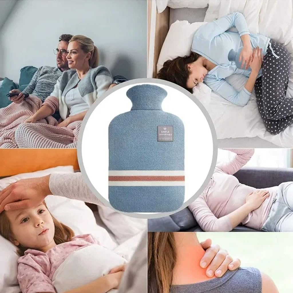 réutilisable Bouillotte d'hiver pour lit, Grande Bouteille d'eau Chaude avec Couvercle, Sac d'eau Chaude remplissant l'eau pour compresse Chaude et Froide Chaud