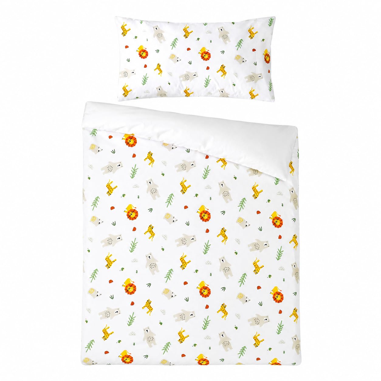 various Parure de Lit Bébé 90 x 120 cm, Motif Leo | Taie 40 x 60 cm,100 % Coton avec Fermeture Éclair, pour Lit 60 x 120 cm