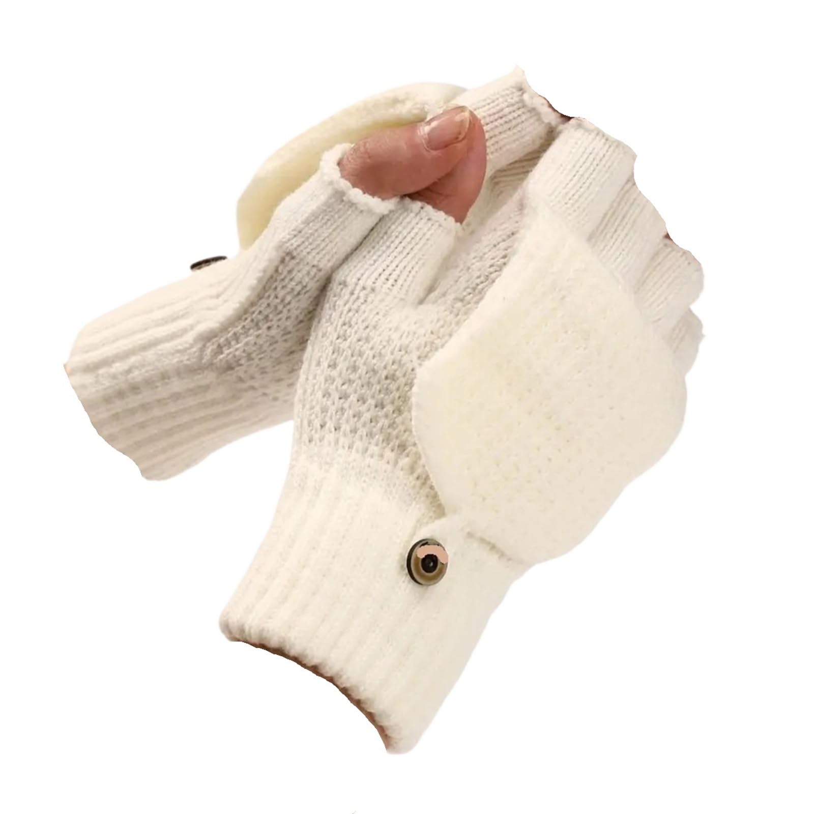 2 pares de guantes punto gruesos con tapa, expuestos Color sólido, manoplas suaves ganchillo sin dedos, cálidas invierno
