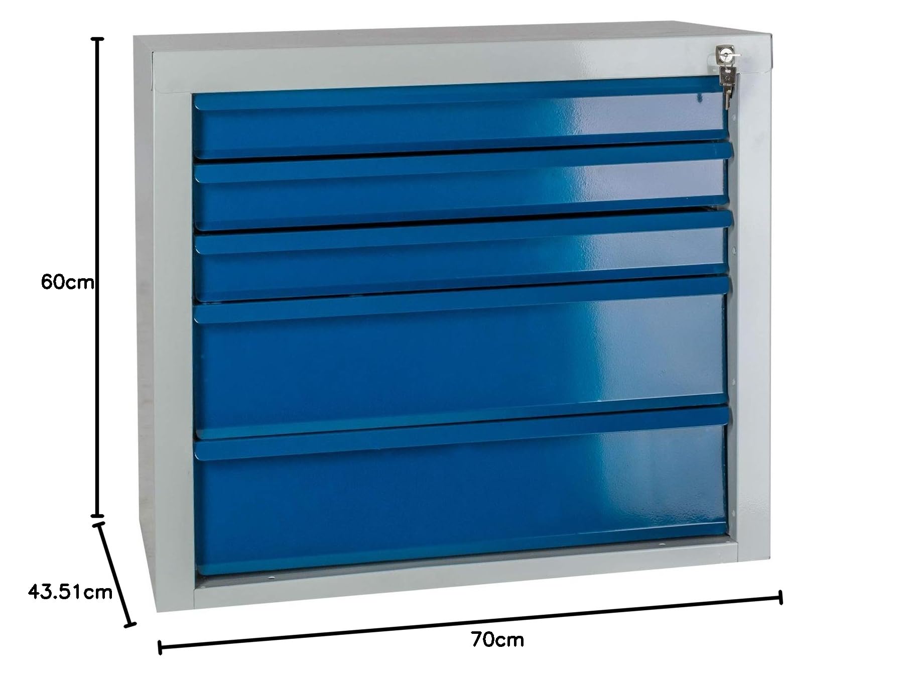 ADB RAL 7035/5012 - Cajonera de metal con 5 cajones, para taller, con revestimiento de polvo