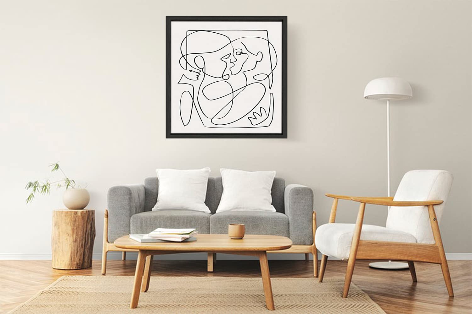 XtremeSkins Designs Print Black Floater Framed Canvas Wall Art Decoration Poster (22x22 Inch) - Les Amoureux Canvas B