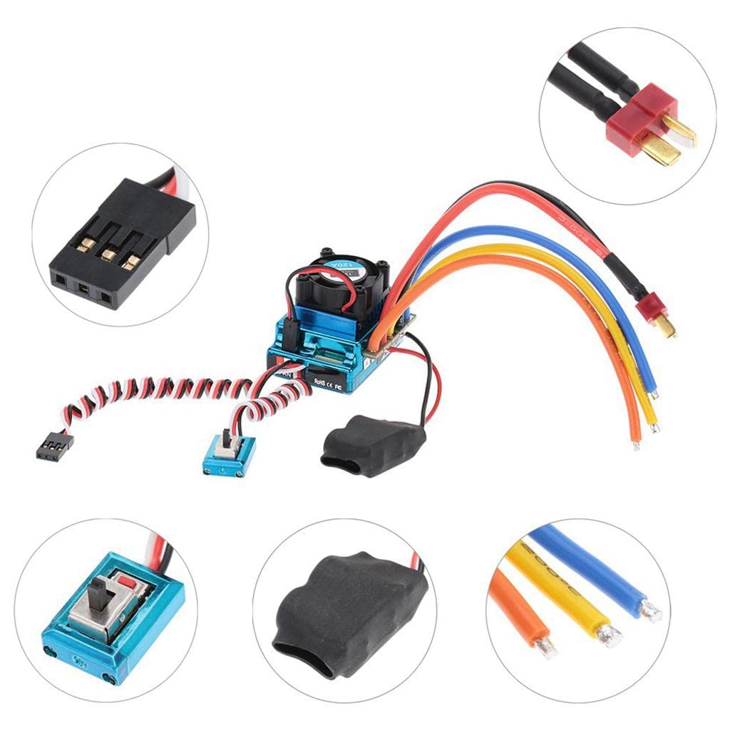 Controlador Electrónico de Velocidad (ESC) Sin Escobillas RC 120A para Coches de Carretera a Escala 1:10