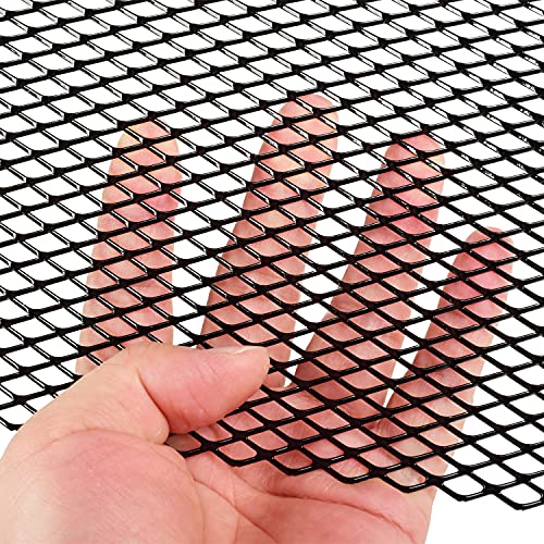 Image of AggAuto Universal 40 inchx13 inch Car Grill Mesh - 100x33cm Aluminum Alloy Automotive Grille Insert Bumper 6x12mm Rhombic Hole, One of the Most Multifunctional Shape Grids Black