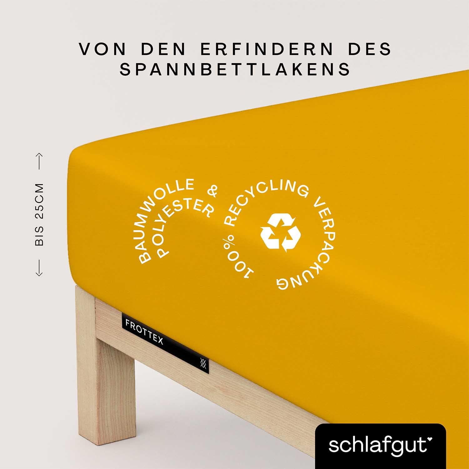 schlafgut Frottex Spannbettlaken 180x200 cm Frottee Baumwolle, Yellow Deep