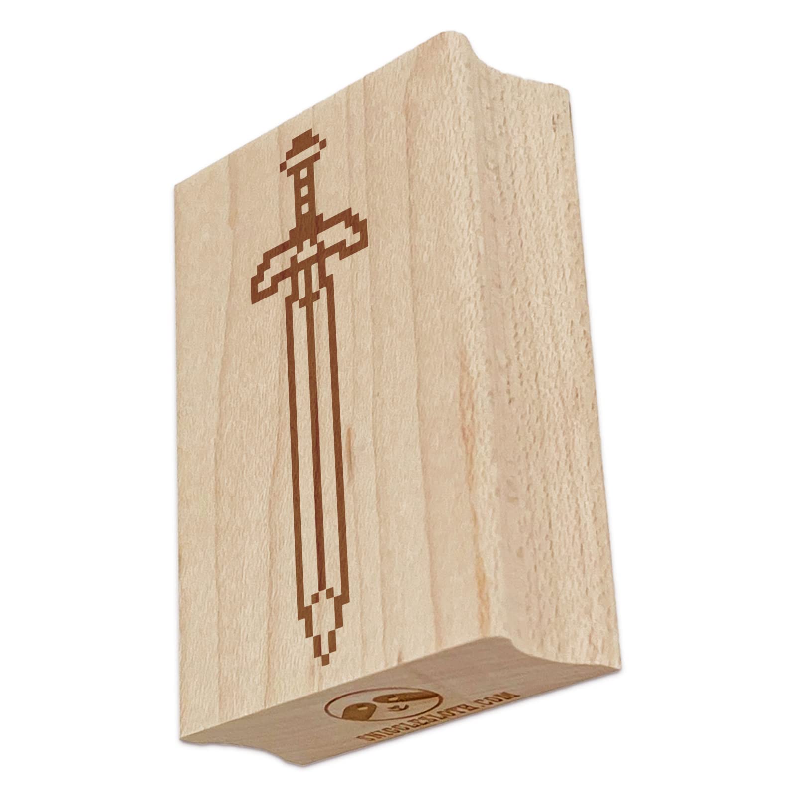 Pixel Sword RPG Video Games Rectangle Rubber Stamp for Stamping Crafting - 2.5in Large