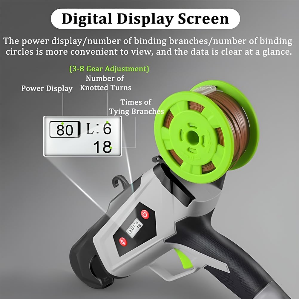 Legatrice elettrica senza fili per rami, strumento automatico per piante con display digitale, diametro di 25 mm per verdure, uva, pomodori e cetrioli