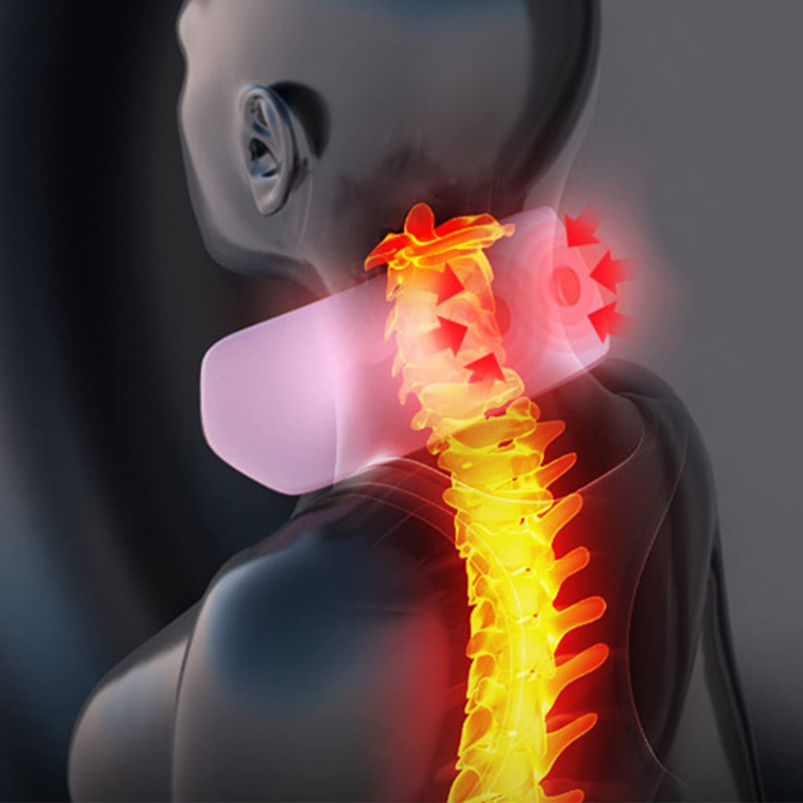 Bufanda calefactora USB inteligente recargable con 3 niveles de temperatura ajustables; cojín calefactor cerámico de masaje por vibración (rosa, con banco de potencia)