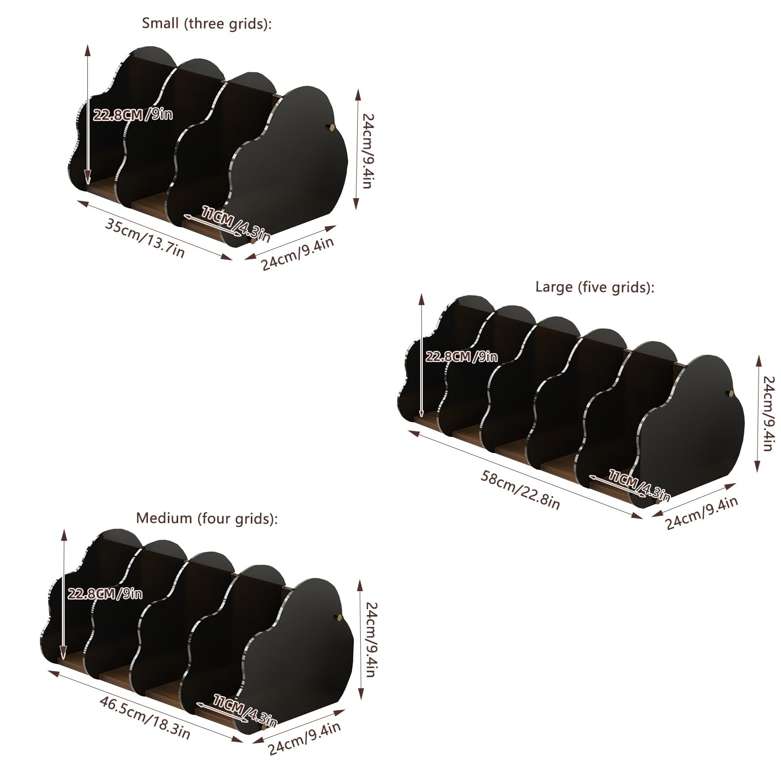 Scaffale portaoggetti da scrivania, organizer per scatole portaoggetti, portapenne da scrivania per ufficio, libreria in legno, scaffale scrivania, libri vari(Black,46.5cm)