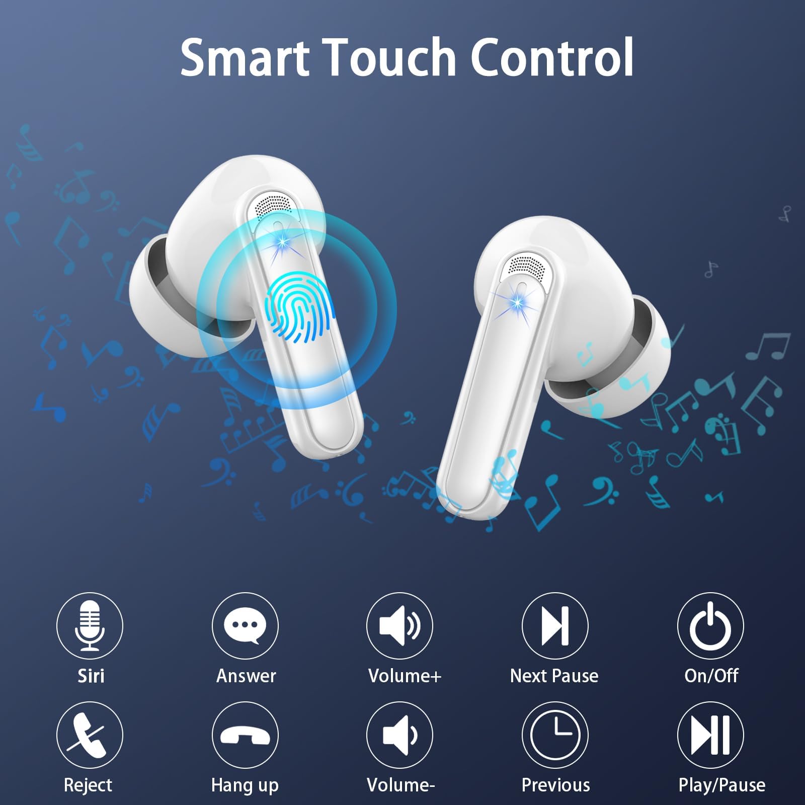 Cuffie Bluetooth, Auricolari Bluetooth 5.4 Stereo Hifi Con 4 HD Mics, Mini Cuffi 744759573353