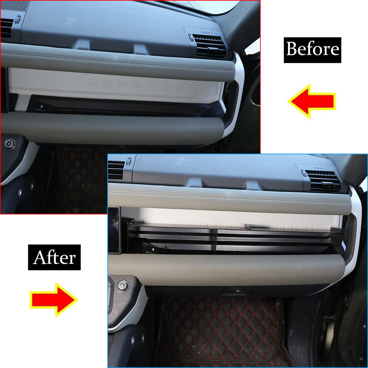 YIWANG ABS Black Copilot Side Storage Box Glove Box For Land Rover Defender 90 110 2020-2022 Car Accessories (Co-Pilot Glove Storage Box)