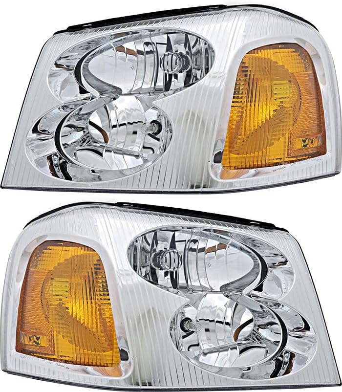 For GMC Envoy Headlights Lamps Set 2002 2003 2004 2005 2006 2007 2008 2009 Halogen Driver and Passenger Side