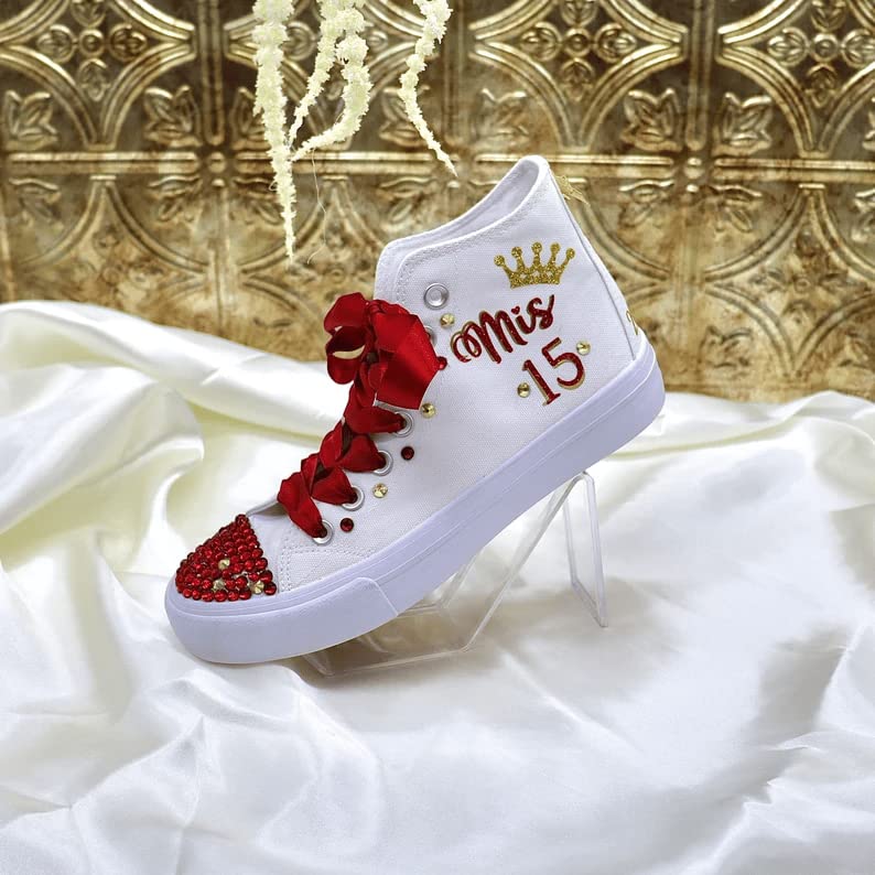 Fifteen Birthday Custom Shoes, Quinceanera Shoes high top White4