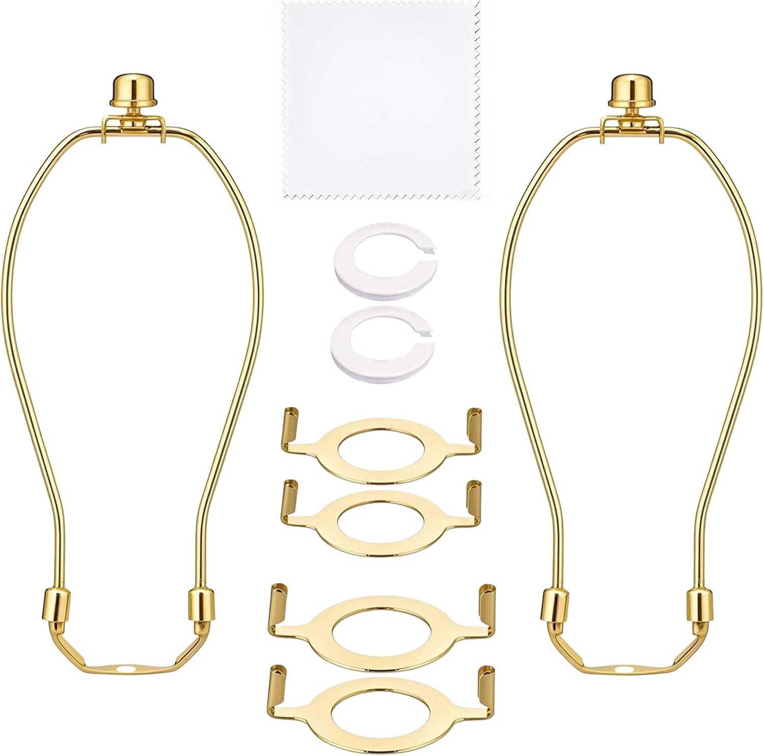 Lamp Harp & Finials 2 Set, Detachable Lamp Shade Harp Holder, Lamp Shade Bracket & Replacement Parts for Table & Floor Lamps; Ideal for Lamp Harps, Harp for Lamp Shade (Gold, 10 Inch)