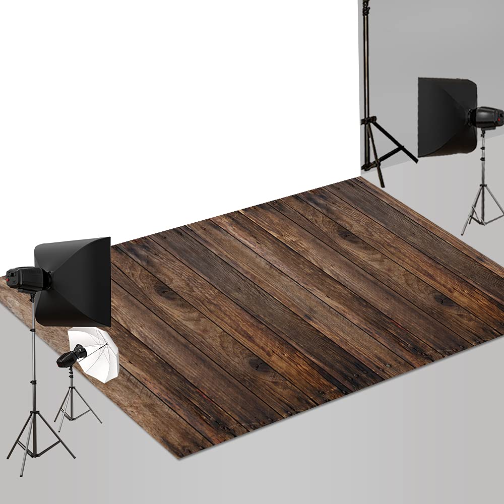 Photo 1 of Kate 4x5ft Photography Floor Mats Brown Wood Printed Rubber Photo Mat for Photographers Rubber Backing 5x4ft Brown Wood Texture