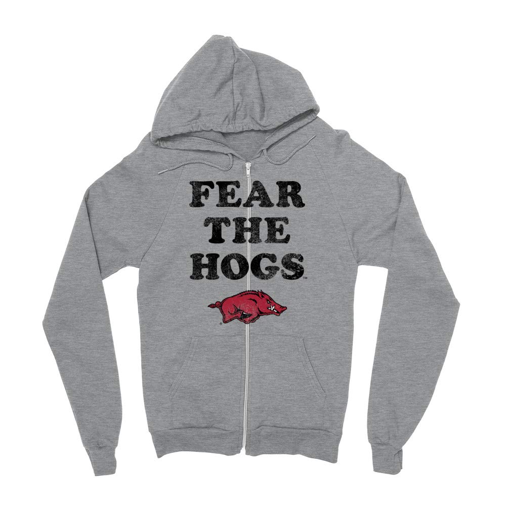 Venley Official NCAA Arkansas Razorbacks "Fear The Hogs" Men's / Women's Boyfriend Zip Hoodie CL18ARK45