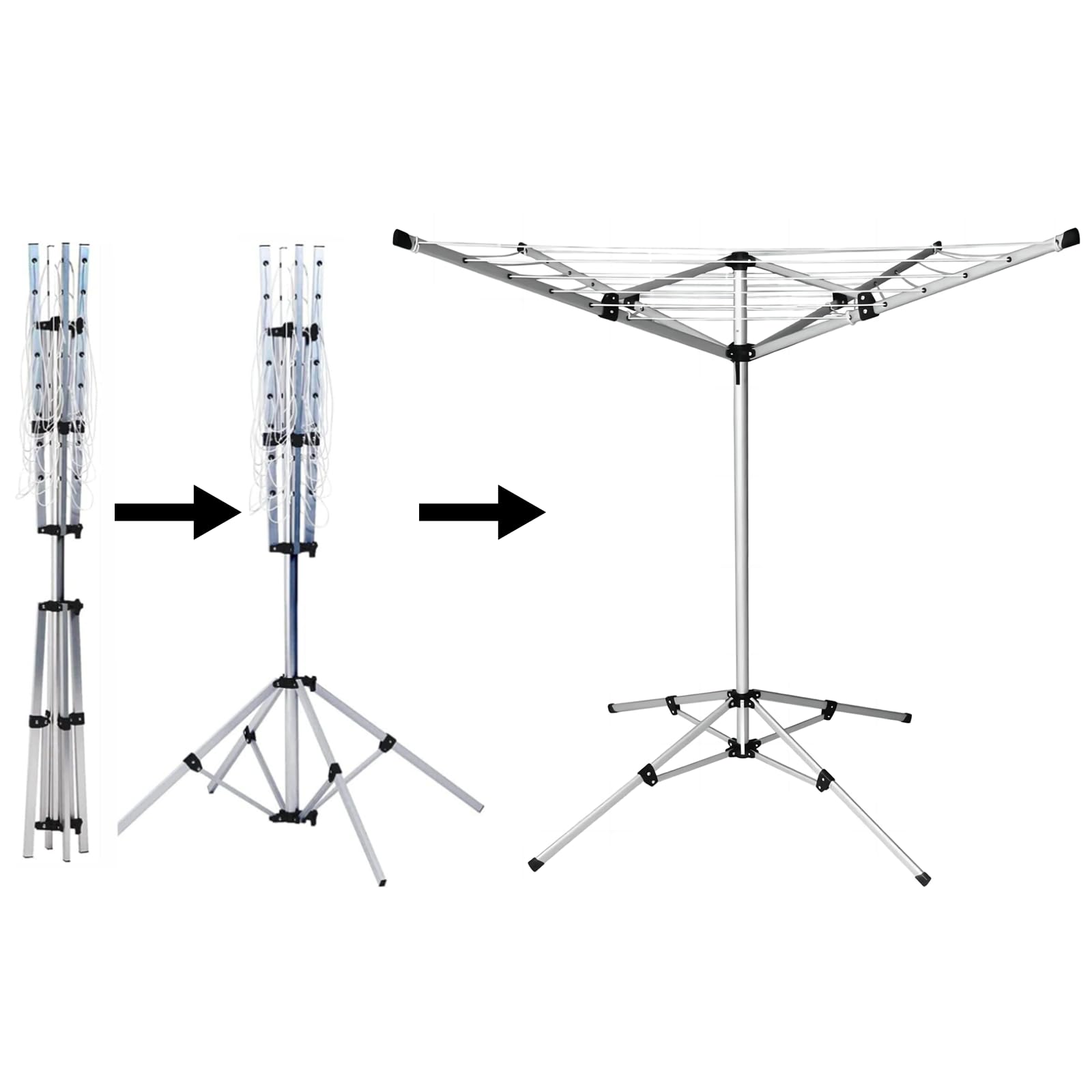 Wäschespinne 142x142x160cm, inklusive Aufbewahrungstasche, Klappbar und Tragbar, Einfache Installation, Innen Und Außen Verwendbar, Aluminium Gestell