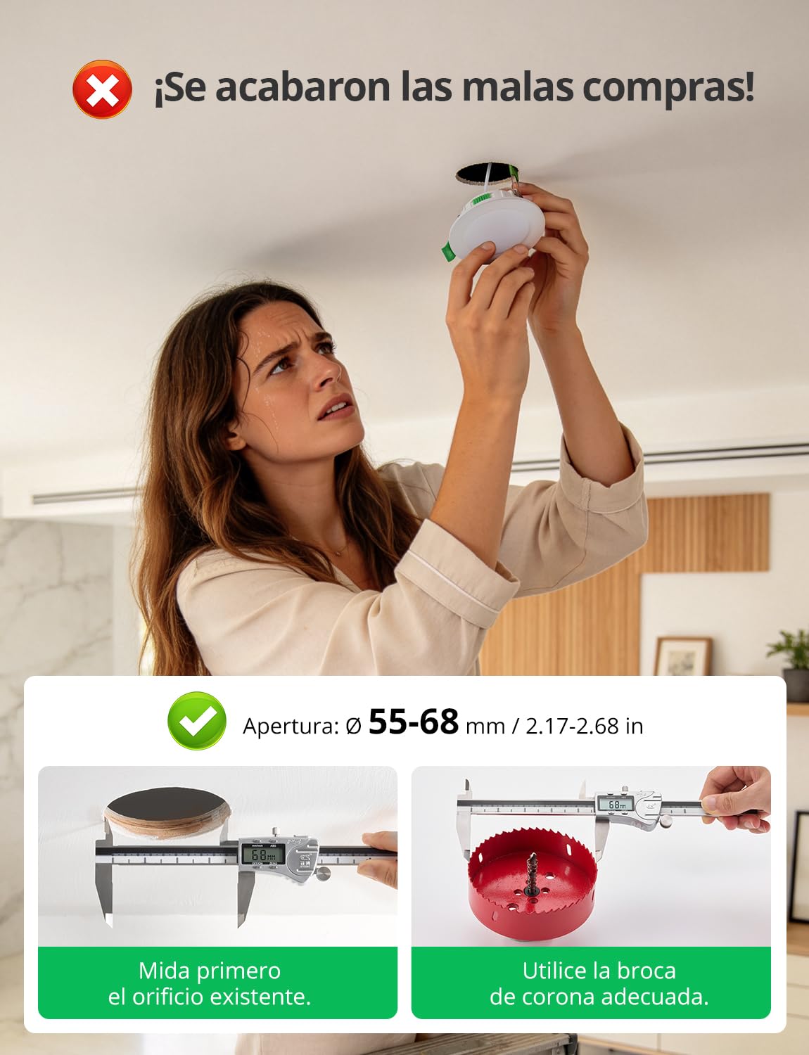 Bojim Focos LED Interior Techo Empotrable 4W, Downlight LED Techo Empotrable 220V-230V, Corte 55mm - 68mm IP44, Ojos de Buey para Cocina Baño Habitación, Luz Cálida Neutra Fría, 10 Pack