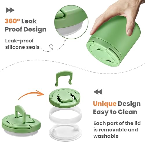 Miniatura 7 de Tarro de comida aislado al vacío de 20 onzas con tapa de hebilla, termo de sopa para niños de comida caliente, boca ancha, a prueba de fugas, de