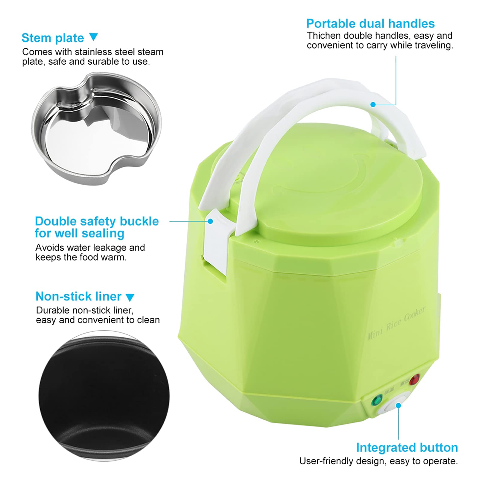 Elektryczne Urządzenie do Gotowania Ryżu 24 V 1,6 L 140 W (GREEN)
