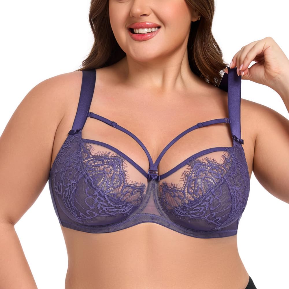 Curves Plus Size Lace Underwire Bra Full Coverage Supportive Non Padded Comfort Bras - Image 4