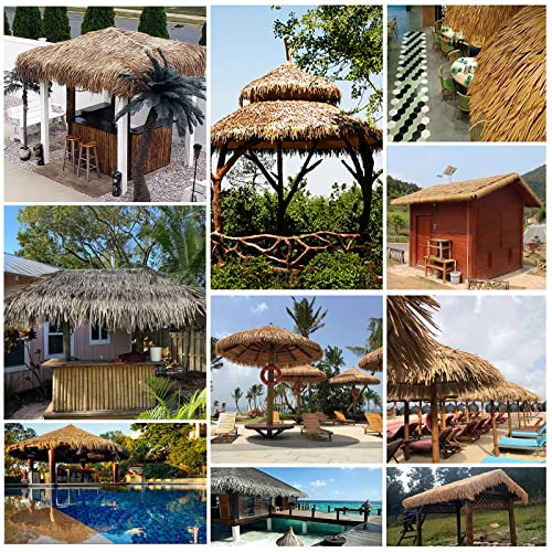 Palmdach Schindel PE-Simulations-Stroh Dachziegel 47 x 50 cm Palmen Stroh Harz Kunststoff Palmdach Paneele Langlebig Feuerfest und Schwer Entflammbar für Pavillon Tiki-Bar Garten Terra – Bild 7