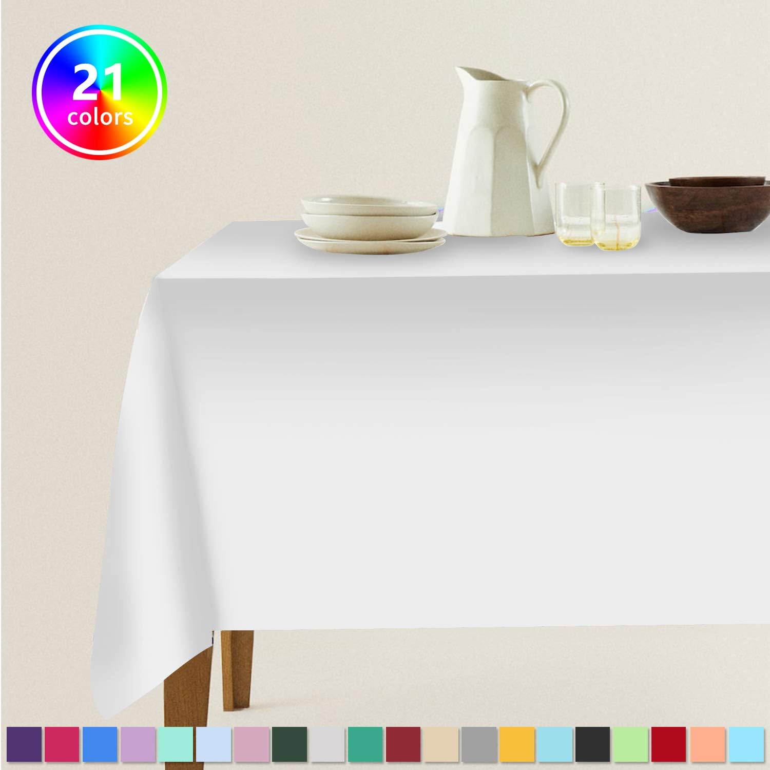 3 Pack Premium Disposable Plastic Tablecloth (54"x 108") ， Rectangle Table Cover for Wedding, Party, Banquet, Burgundy(White) : Home & Kitchen