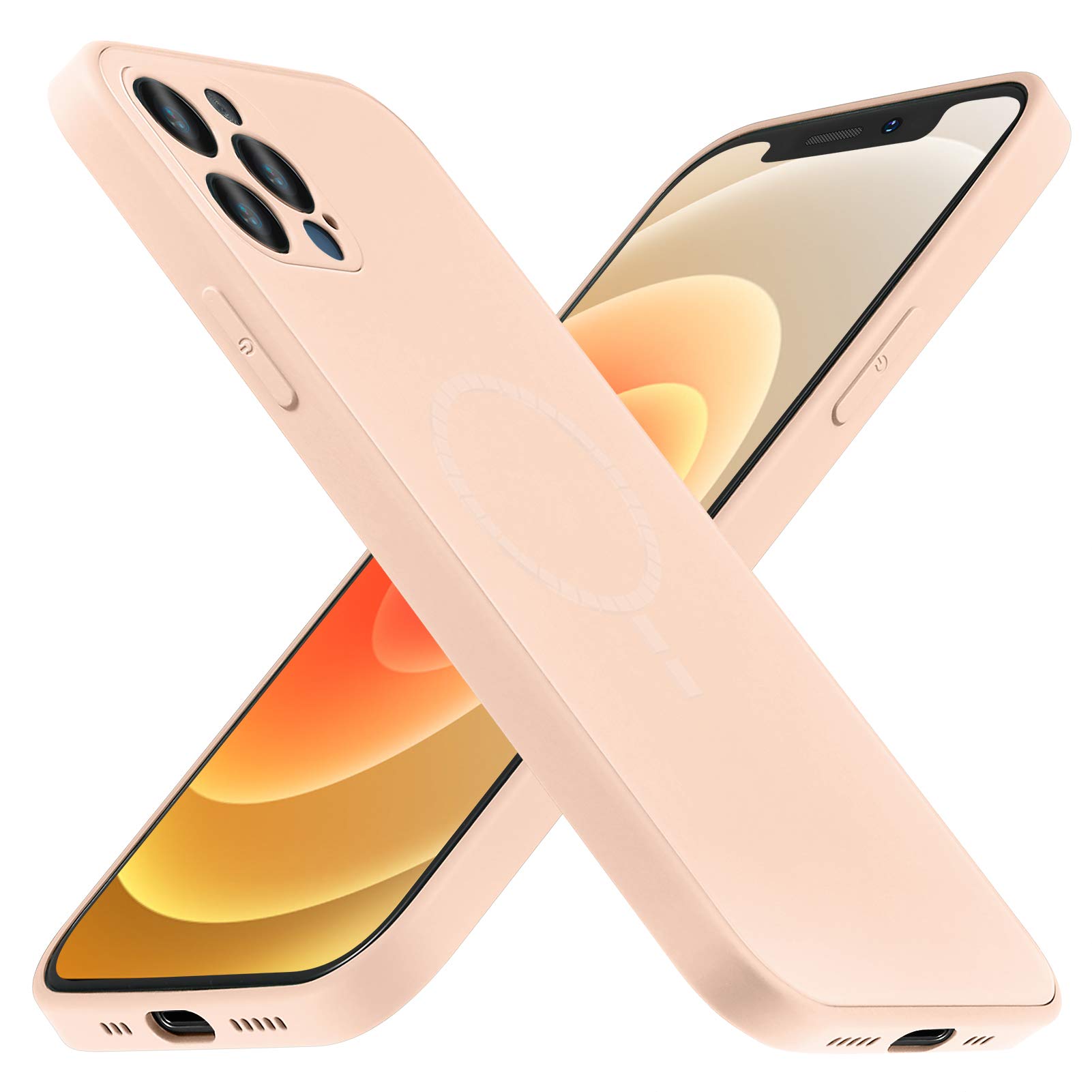 Mipcase Matte Slim Magnetic Case Compatible with Mag-Safe, Designed for iPhone 12 Pro Case (2020) Lens Protection, Hard Back Cover, Magnetic for Car Holder, Magnetic Charger Compatible - Pink Matte