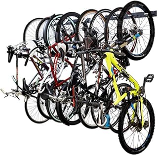 StoreYourBoard BLAT 8 Bike Wall Storage Rack, Holds Eight Bicycles Total, Heavy-Duty Solid Steel, Home and Garage Organizer Vertical Hanging Hooks