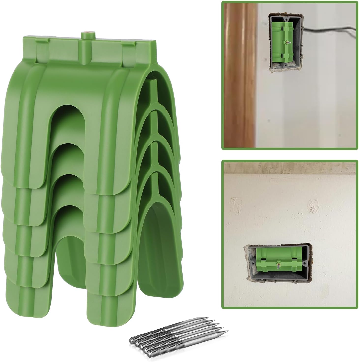 OwnMy 10PCS Drywall Outlet Markers for Drywall Installation No Measuring Needed Drywall Marking Tools for Electrical Outlets, Drywall Outlet Box Marking Locators Drywall Wire Protection Tools, Green