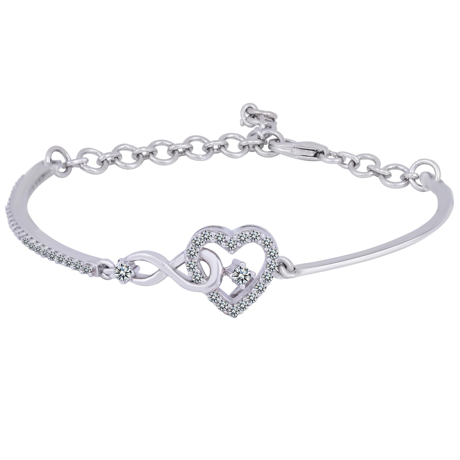 THE MARKETVILLA Pure 925 Silver Bracelet for Women - Heart Infinity Bracelet for Girls, Adjustable Bracelets for Women Stylish, Silver Bracelet for Girls (B01KSA47OQ) Amazon Price History, Amazon Price Tracker
