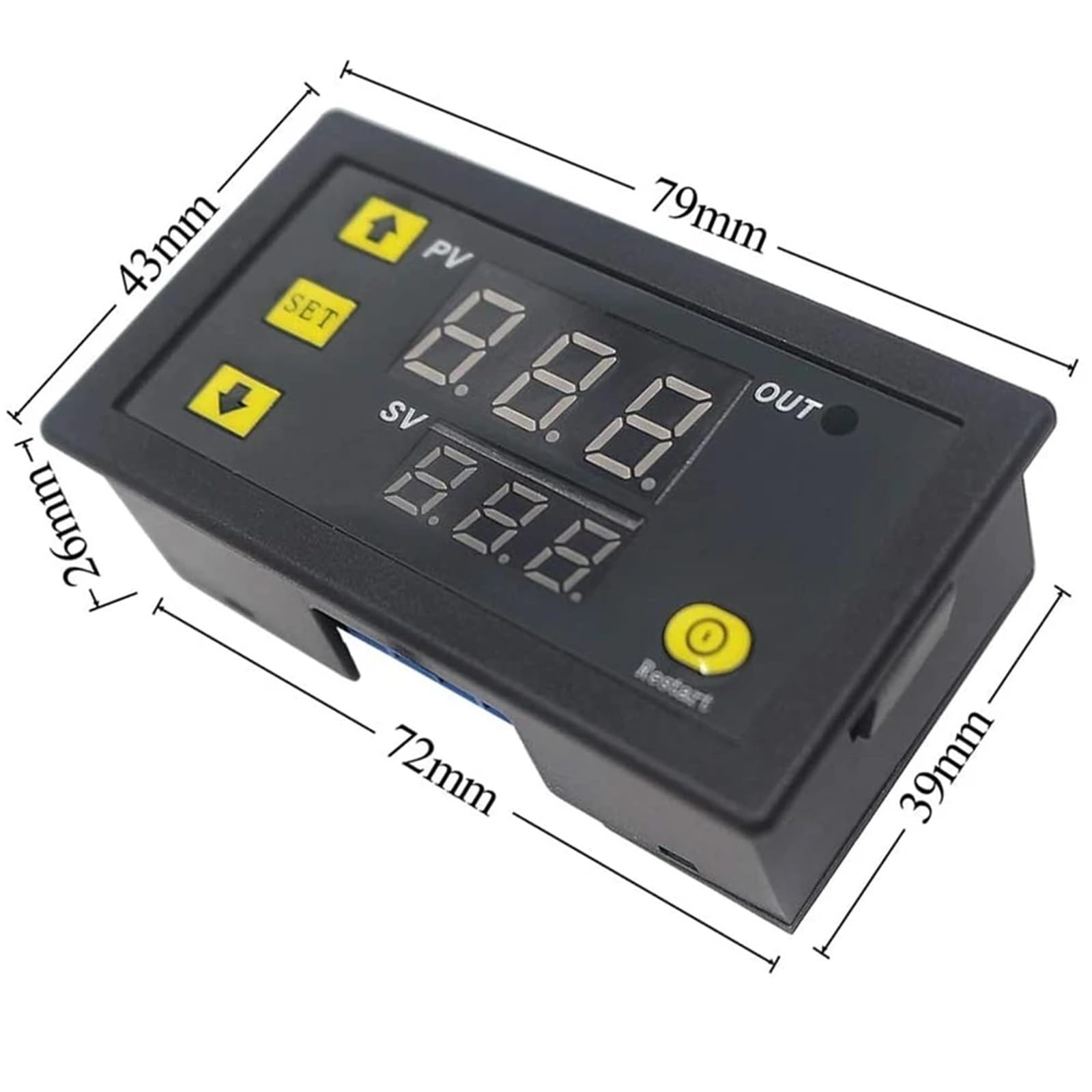 Termostato digital con pantalla LED y control de temperatura W3230 de 20 A, con sonda de línea y control de calor/refrigeración, 12 V, 24 V, CA 110-220 V.(DC 12V)