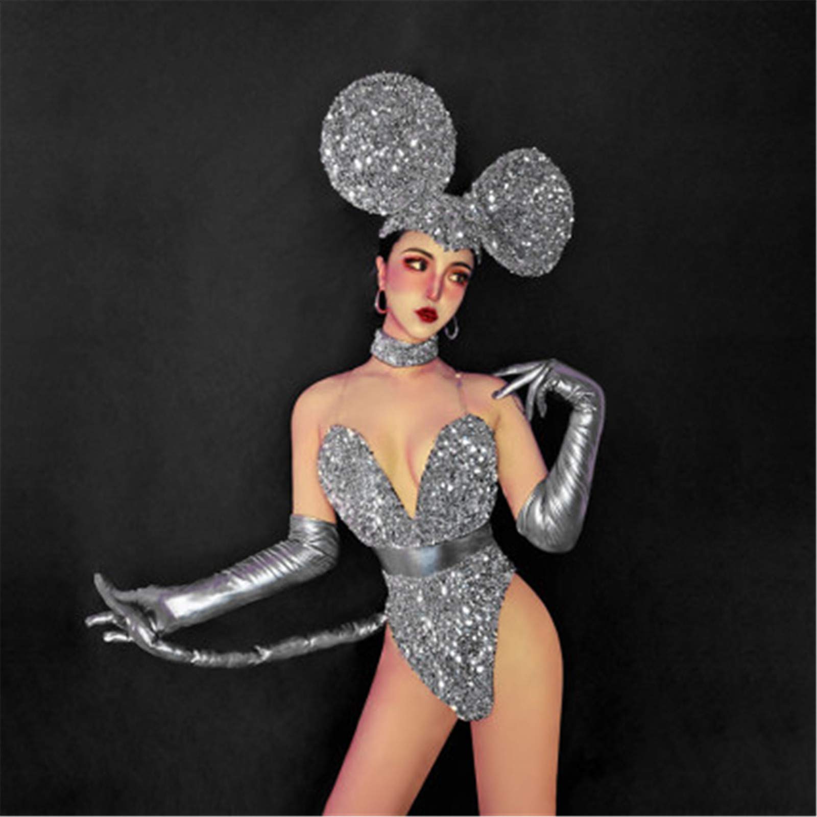 ボディースーツ シャンパンゴールド 289 流行のグレー生地に美しいシャンパンゴールドの裏地-金沢