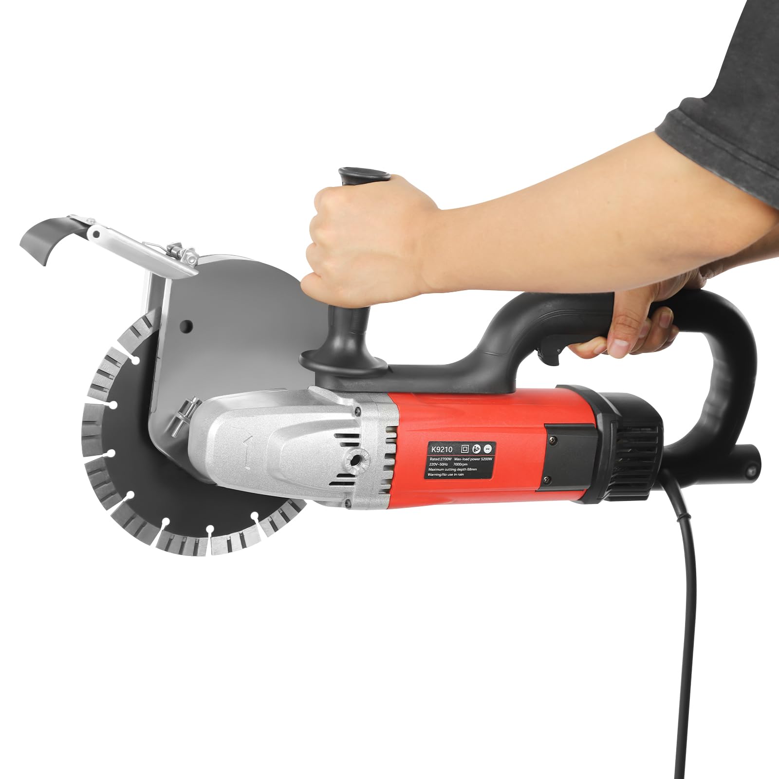 2700 W, 7000 giri/min, sega elettrica per calcestruzzo, taglierina elettrica, diametro 21 cm, adatta per il taglio di calcestruzzo, barre d'acciaio, pietra, granito