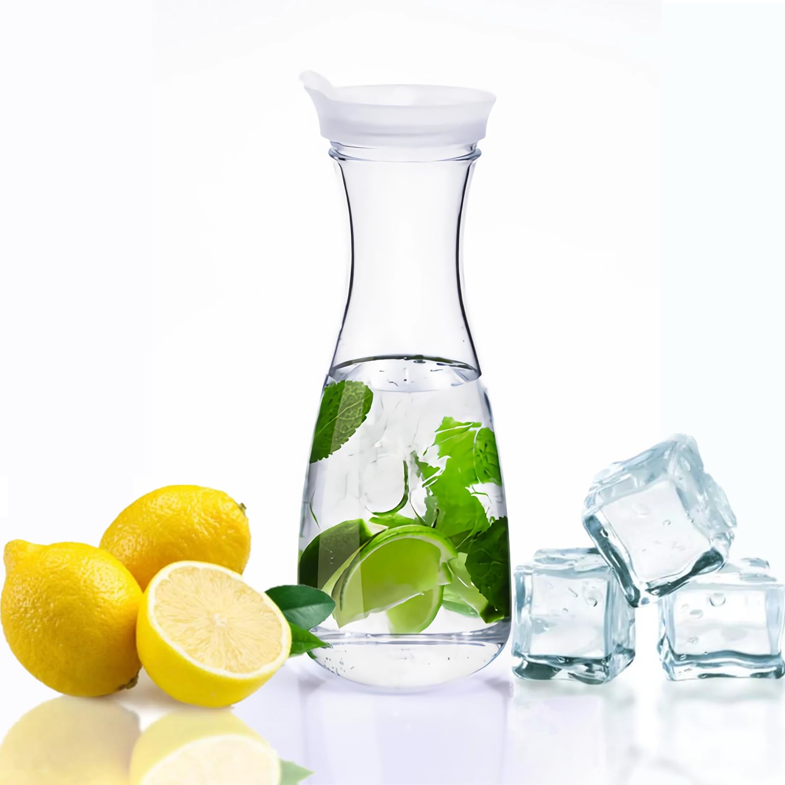 Bottiglia di Succo Trasparente Acrilico da 1600 Ml - Brocca d'acqua con Coperchio per Succo ghiacciato; Ideale per il Bar e l'uso domestico; Durevole e Facile da Pulire (1000 ml