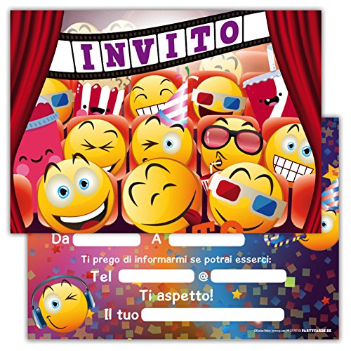 Partycards Set di 12 inviti Compleanno Biglietti invito per Festa Compleanno per Bambini e Adulti in Italiano - Film Cinema