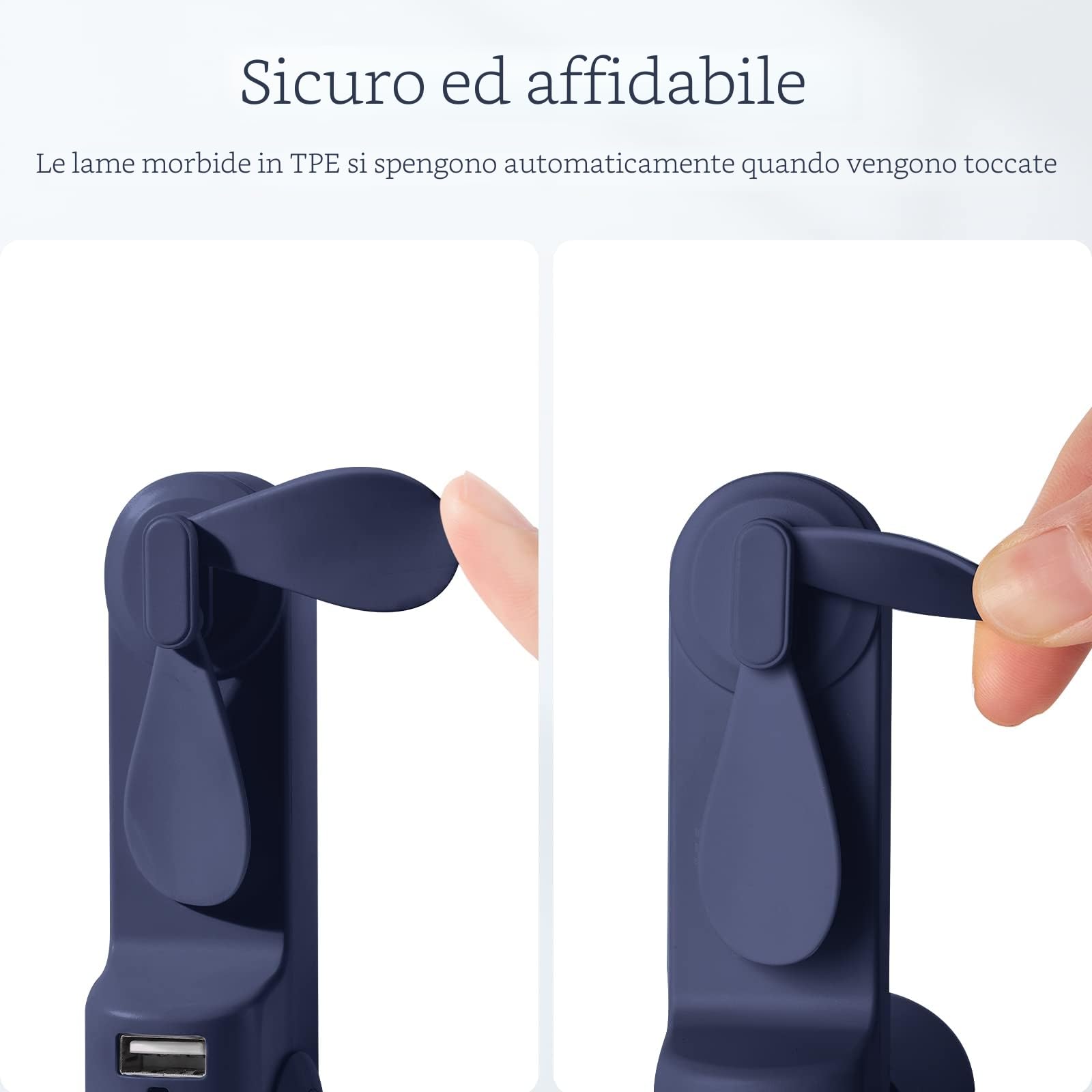 JISULIFE Ventilatore Portatile, Mini 3 In 1 con Batteria Ricaricabile, Ventilatore Tascabile Personale per Viaggi, Rsterni, Power Bank USB, Torcia Elettrica, Regali Ideali Essenziali - Blu