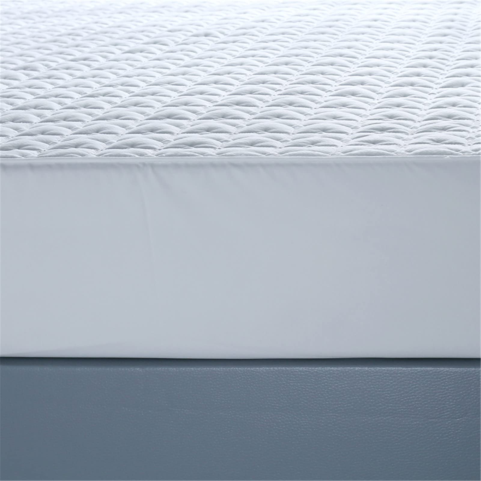 Protector Colchón, Protector de colchón Acolchado con Triple Relleno, Funda Colchon de Rizo Transpirable y Hipoalergénico, Antiácaros (Blanco,Thin 200x220cm)