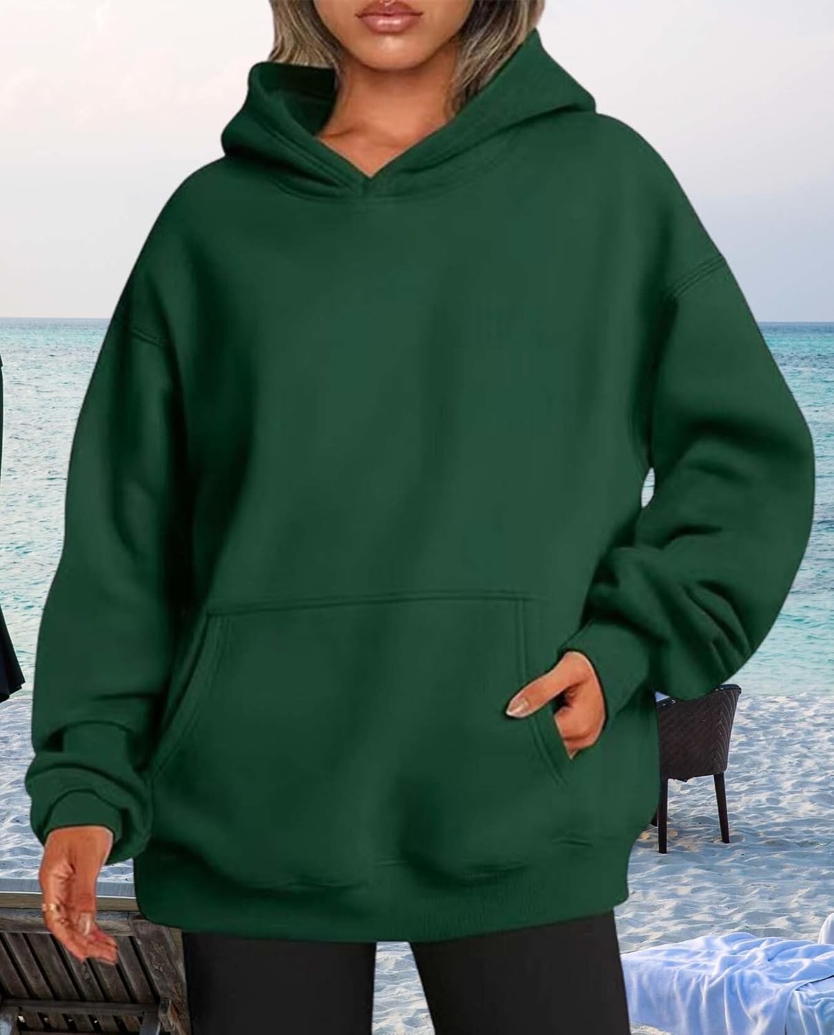 Womens Hooded Pullover Sweater Fashion Casual Loose Version With Pockets Spring And Autumn Hooded Sweater - Image 3