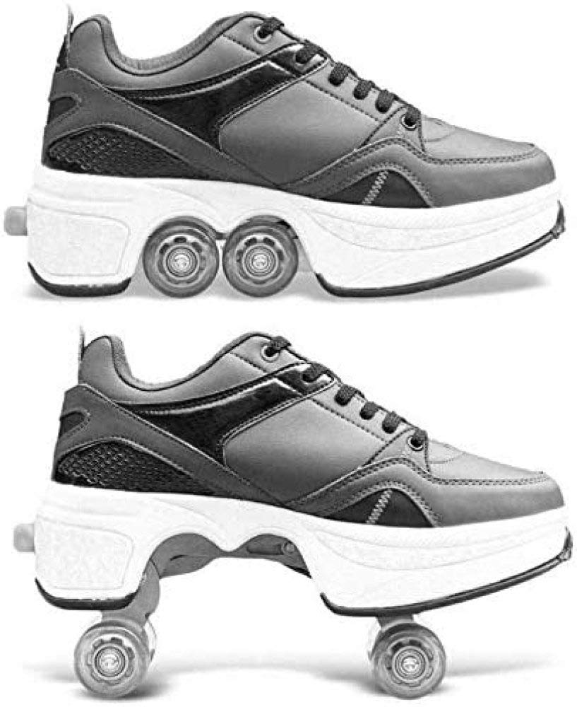 Coole Rollenschuhe Für Kids & Erwachsene - Sneakers Mit Versteckten Rädern In Schwarz-Weiß