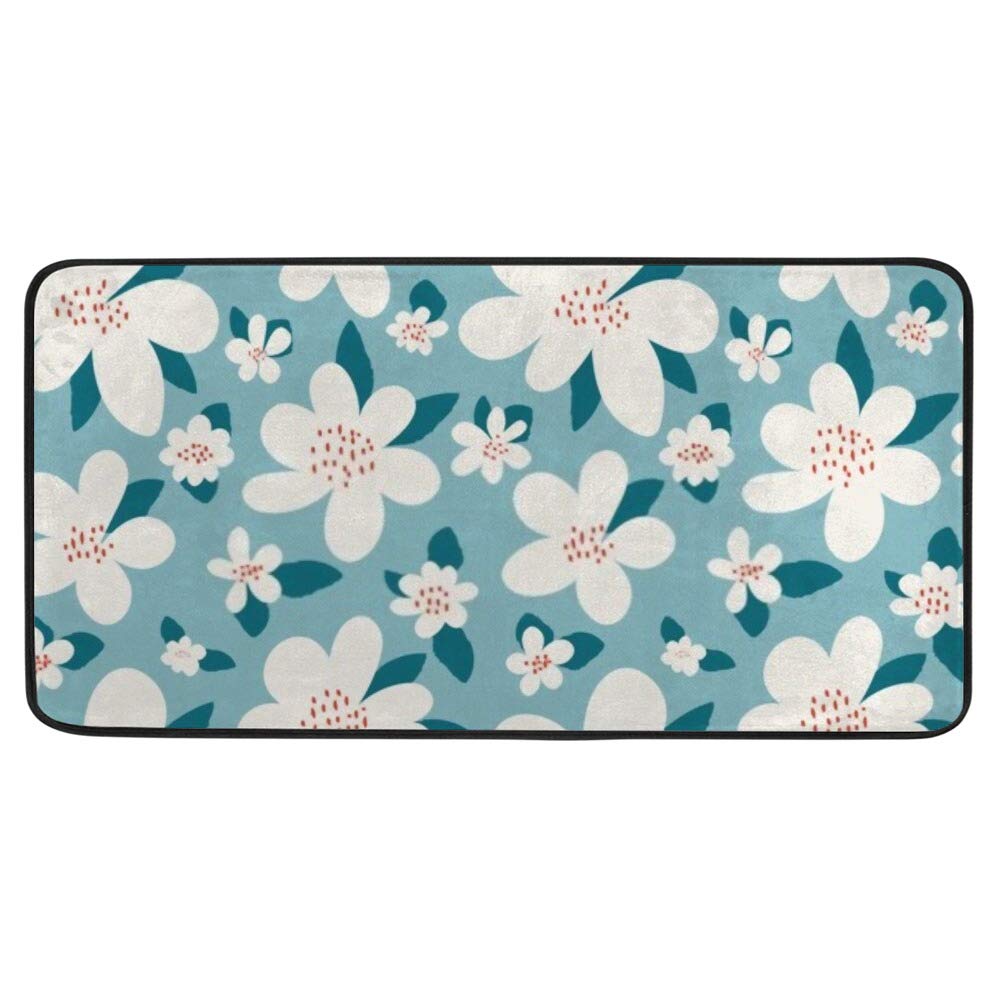 Tapis de cuisine antidérapant et lavable 100x50 cm motif fleur