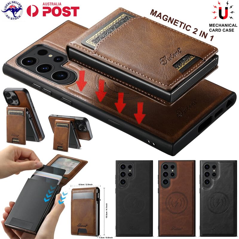 Étui Samsung Galaxy S25 Noir à motif de cire à l'huile avec portefeuille magnétique amovible - 2