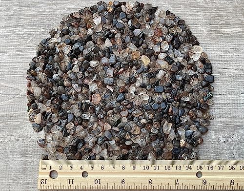 Image of GAF TREASURES 2 oz Lot Natural Black Rutilated Quartz Semi Tumbled Gemstone Chips, Crushed Mini Crystals, Undrilled Crystal Chips (Black Rutilated Quartz)